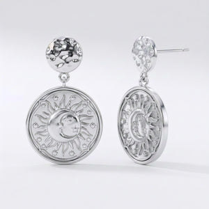 Aruna Sun Coin Drop Earrings | 925 Sterling Silver