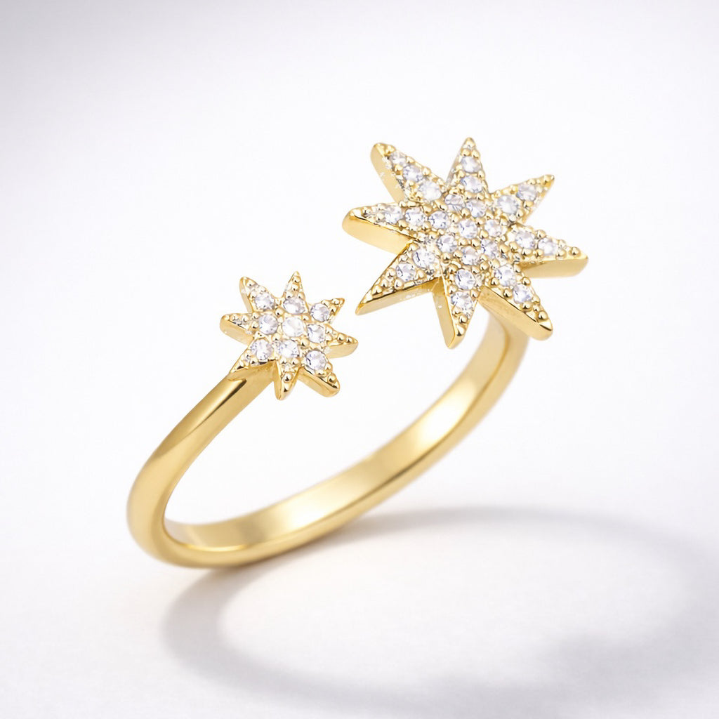 Astrid Double Star Ring 14K Plated