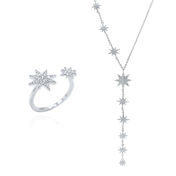 Sparkling Star Gift Set | Necklace & Ring  | 925 Sterling Silver