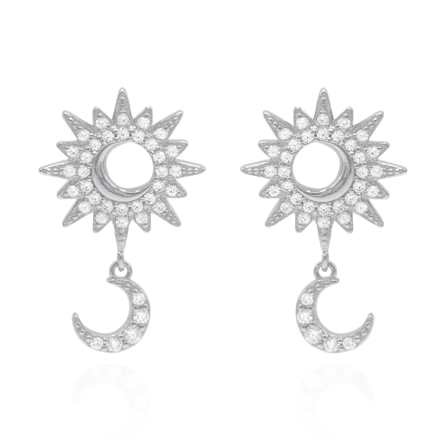 Athena Star & Moon Drop Earrings | 925 Sterling Silver
