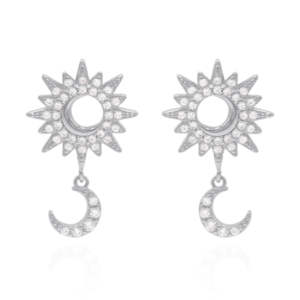 Athena Star & Moon Drop Earrings | 925 Sterling Silver