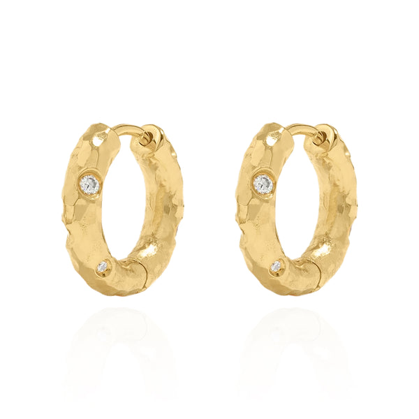 Avery Hammered Huggie Hoops | 18k Gold Plated