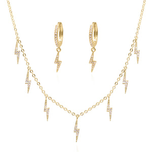 Lightning Bolt Gift Set | Earrings & Necklace | 18k Gold Plated