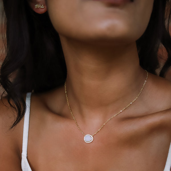 Bianca Moonstone Pendant Necklace | 14K Gold Plated