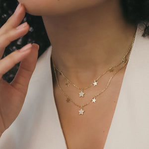 Blake Double Row Star Necklace | 18k Gold Plated