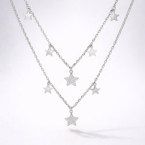Blake Double Row Star Necklace | 925 Sterling Silver