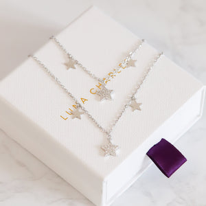 Blake Double Row Star Necklace | 925 Sterling Silver