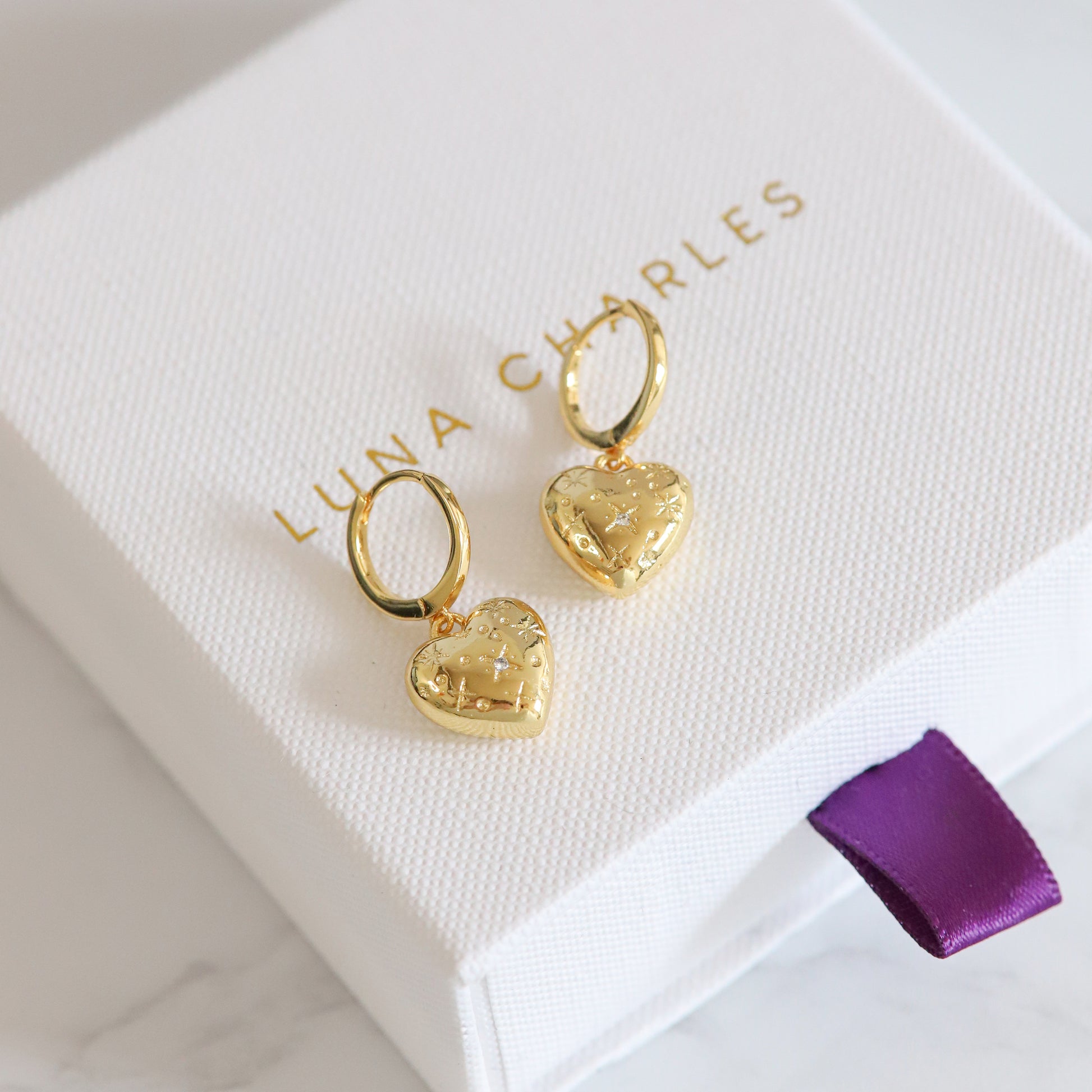 Blythe Bubble Heart Huggies | 18k Gold Plated