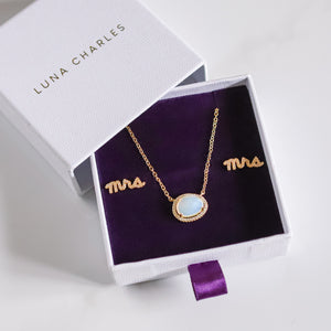 Bride Moonstone Gift Set | Earrings & Necklace | 18k Gold Plated