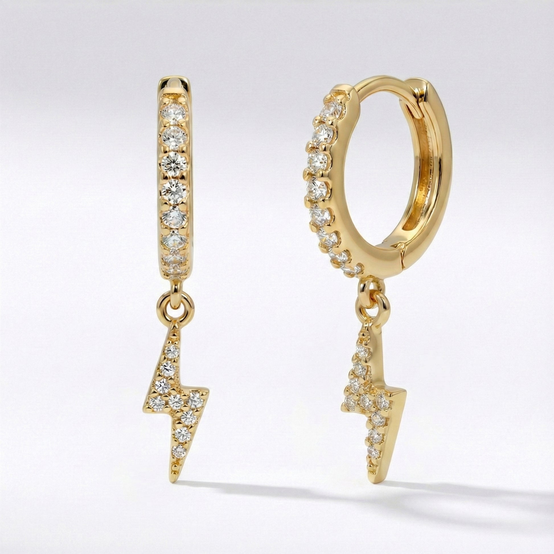 Bridget Lightning Huggie Hoop Earrings | 18K Gold Plated