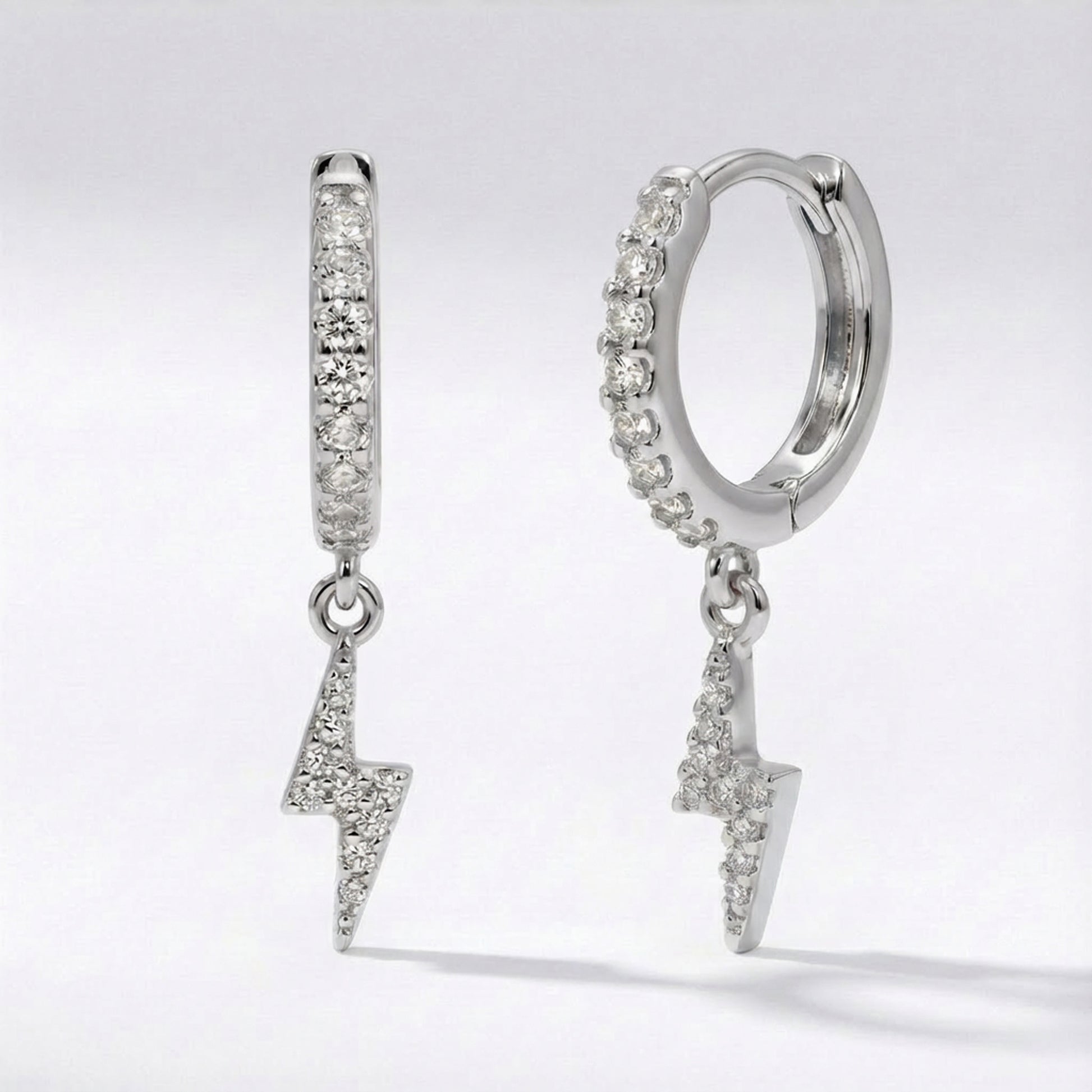 Bridget Lightning Huggie Hoop Earrings | 925 Sterling Silver