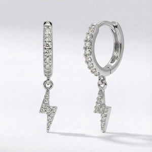 Bridget Lightning Huggie Hoop Earrings | 925 Sterling Silver