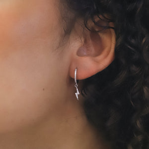 Bridget Lightning Huggie Hoop Earrings | 925 Sterling Silver