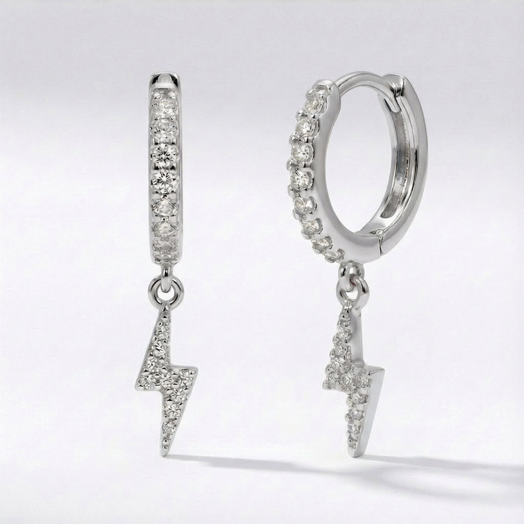 Bridget Lightning Huggie Hoop Earrings 925 Sterling