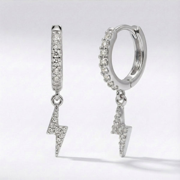 Bridget Lightning Huggie Hoop Earrings | 925 Sterling Silver