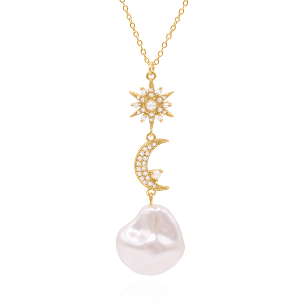 Bronte Pearl Drop Necklace | 18K Gold Plated