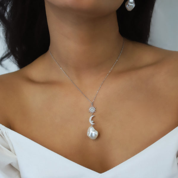 Bronte Pearl Drop Necklace | 925 Sterling Silver