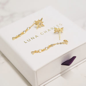 Cassie Star Drop Earrings | 18K Gold Plated