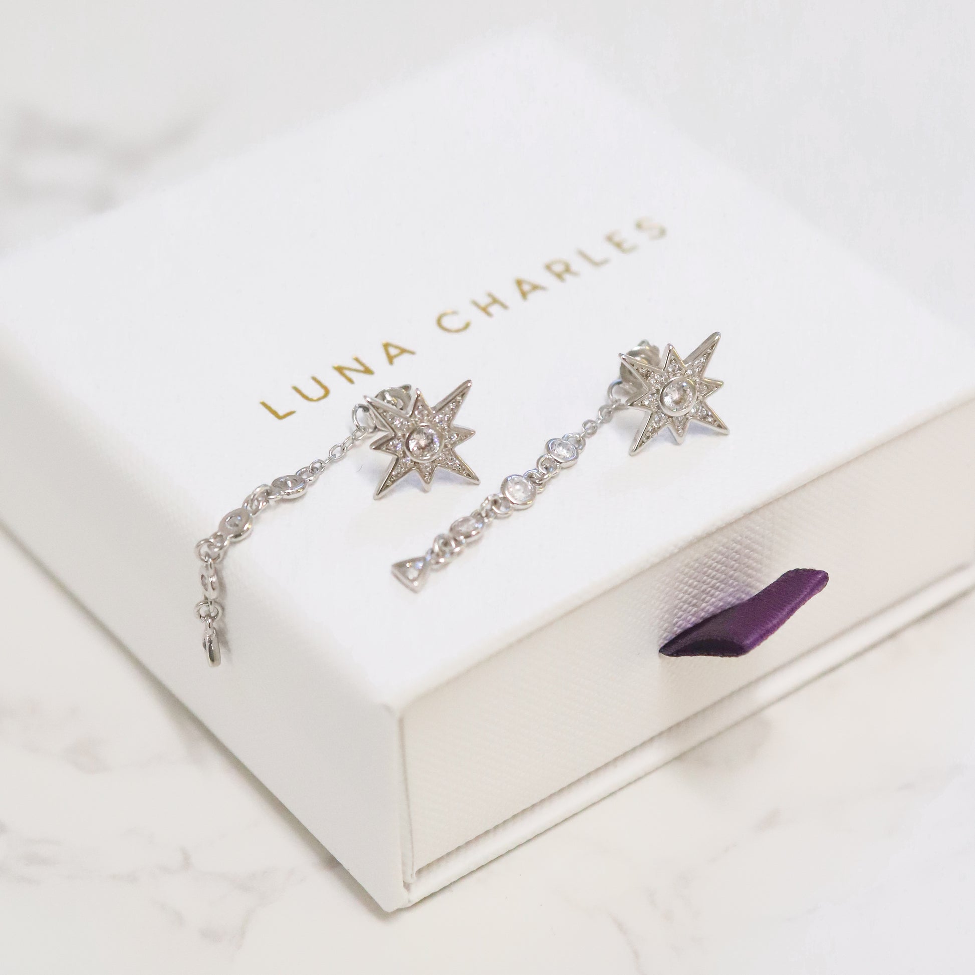 Cassie Star Drop Earrings | 925 Sterling Silver