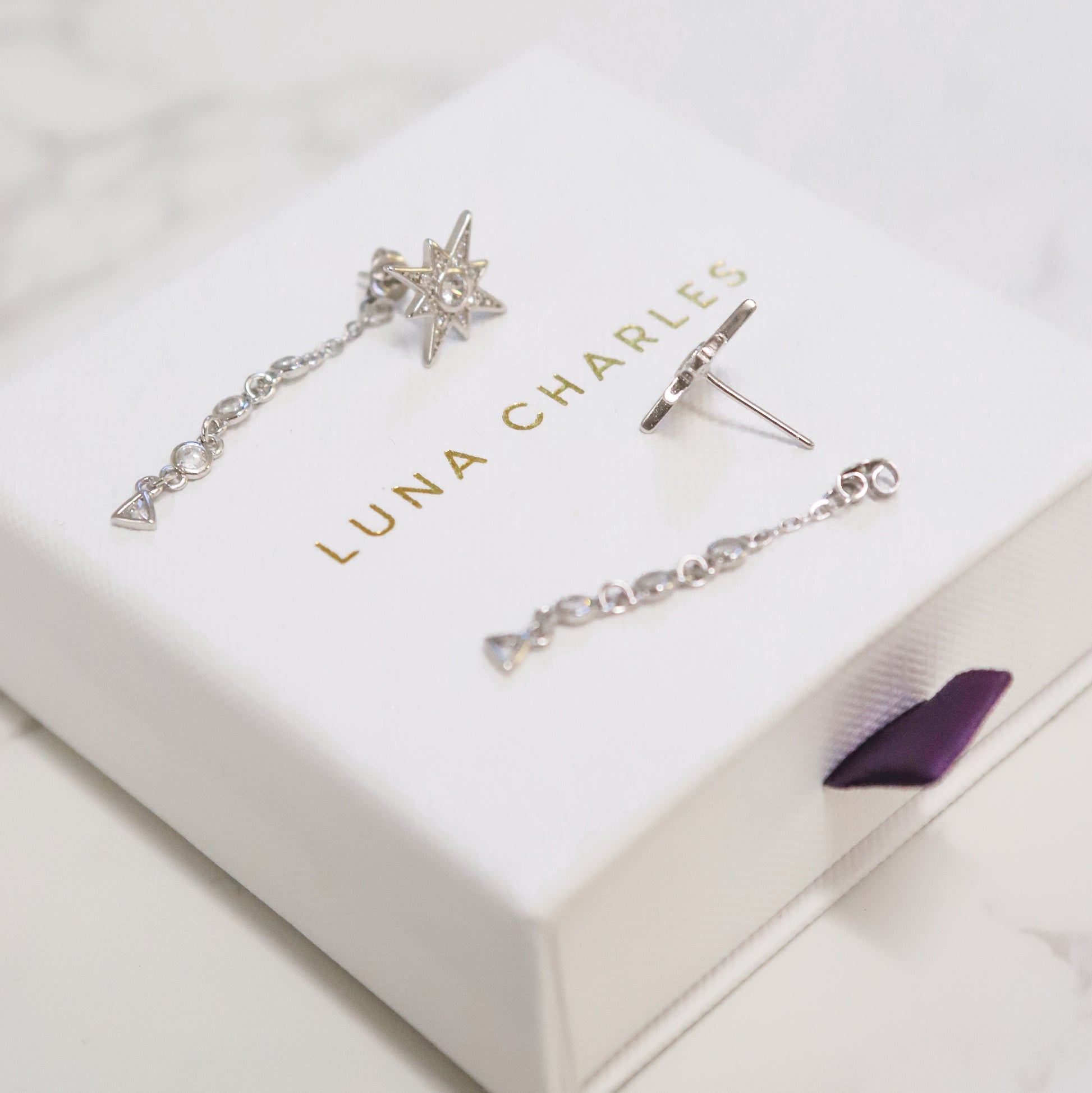 Cassie Star Drop Earrings | 925 Sterling Silver