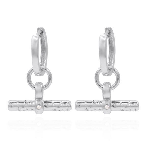 Cassia T-Bar Huggie Earrings | 925 Sterling Silver