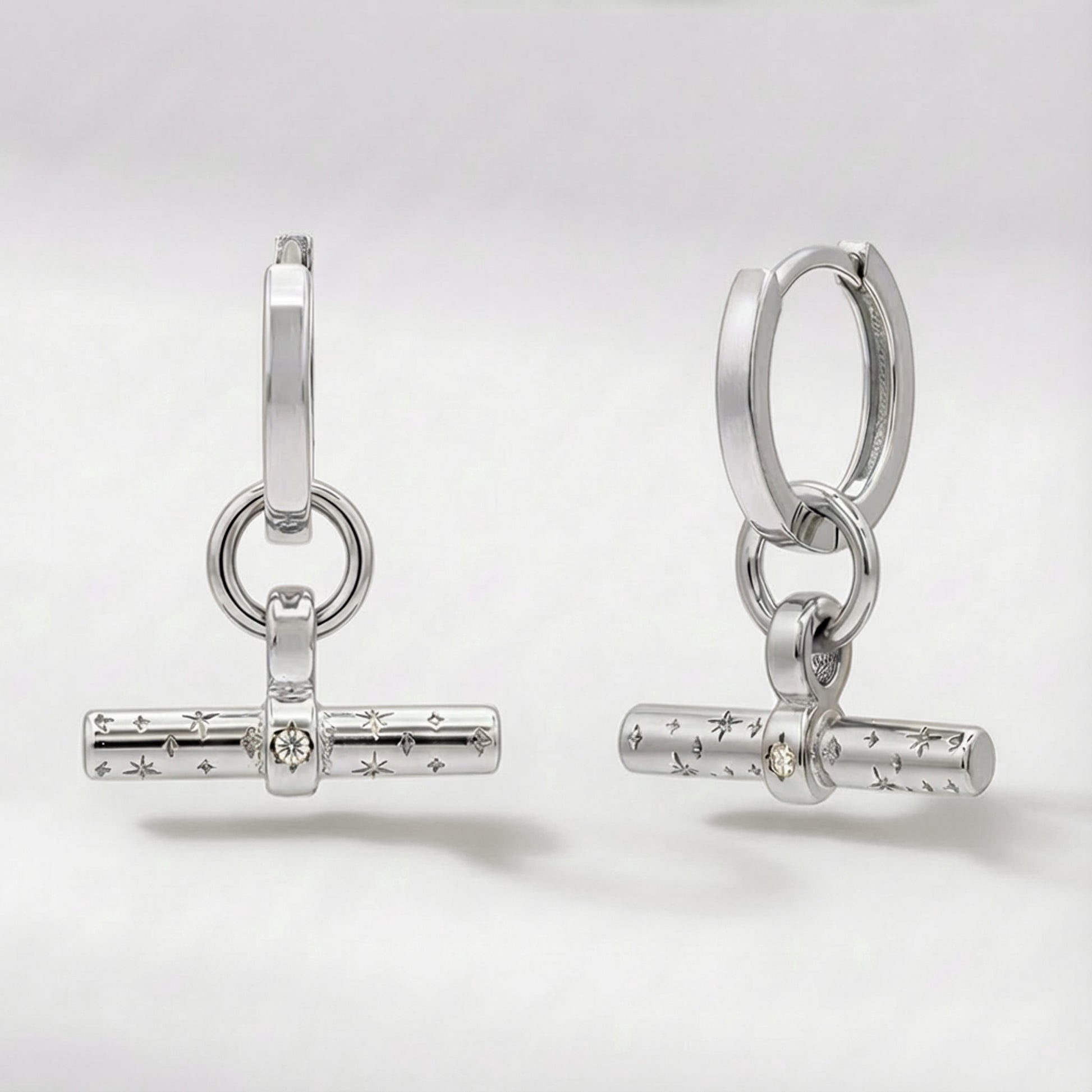 Cassia T-Bar Huggie Earrings | 925 Sterling Silver