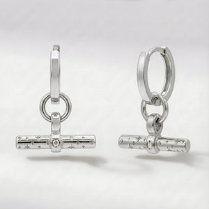 Cassia T-Bar Huggie Earrings | 925 Sterling Silver