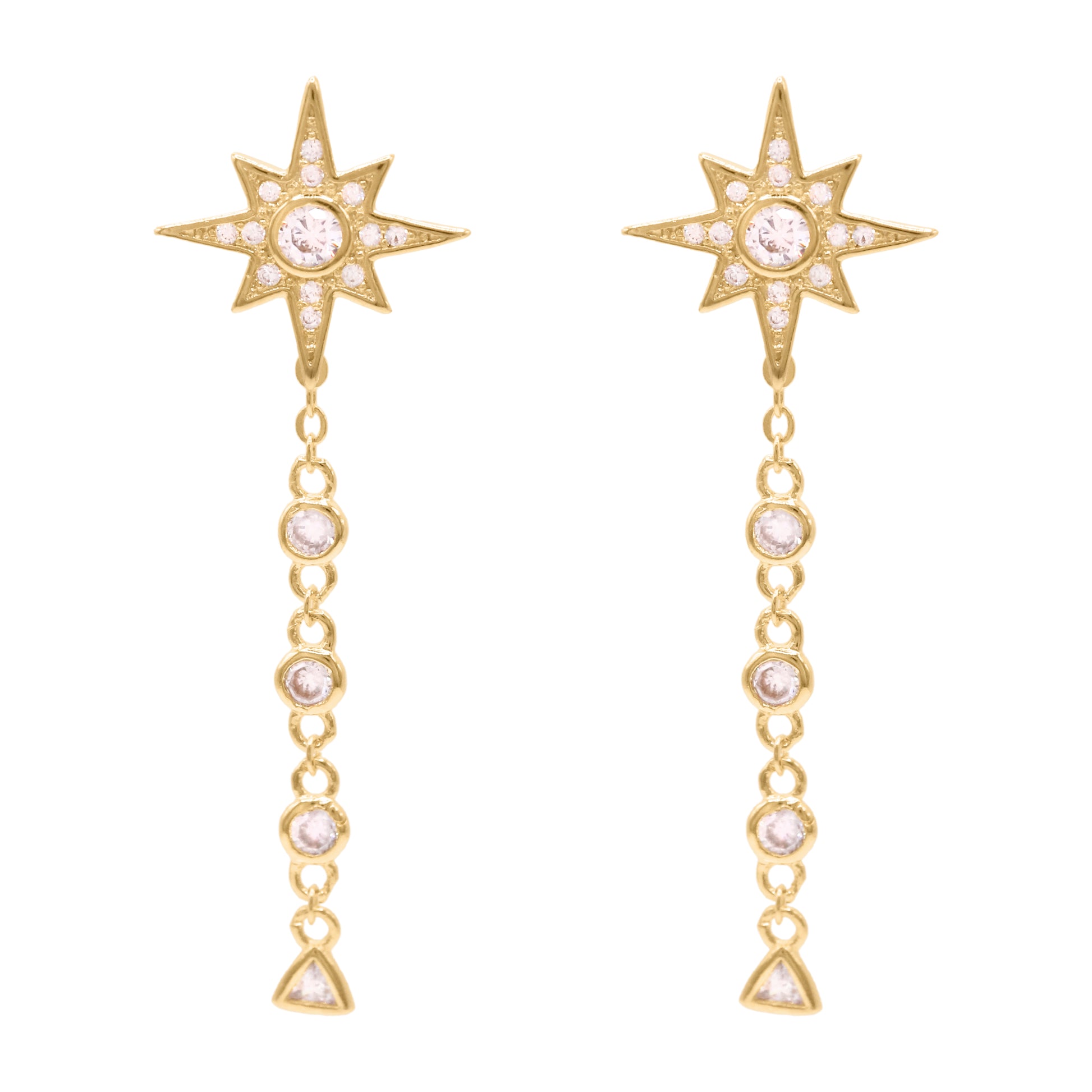 Cassie Star Drop Earrings | 18K Gold Plated