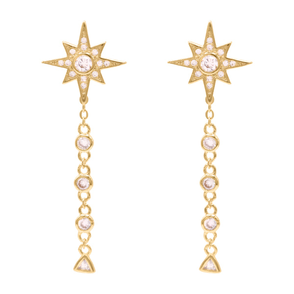 Cassie Star Drop Earrings | 18K Gold Plated