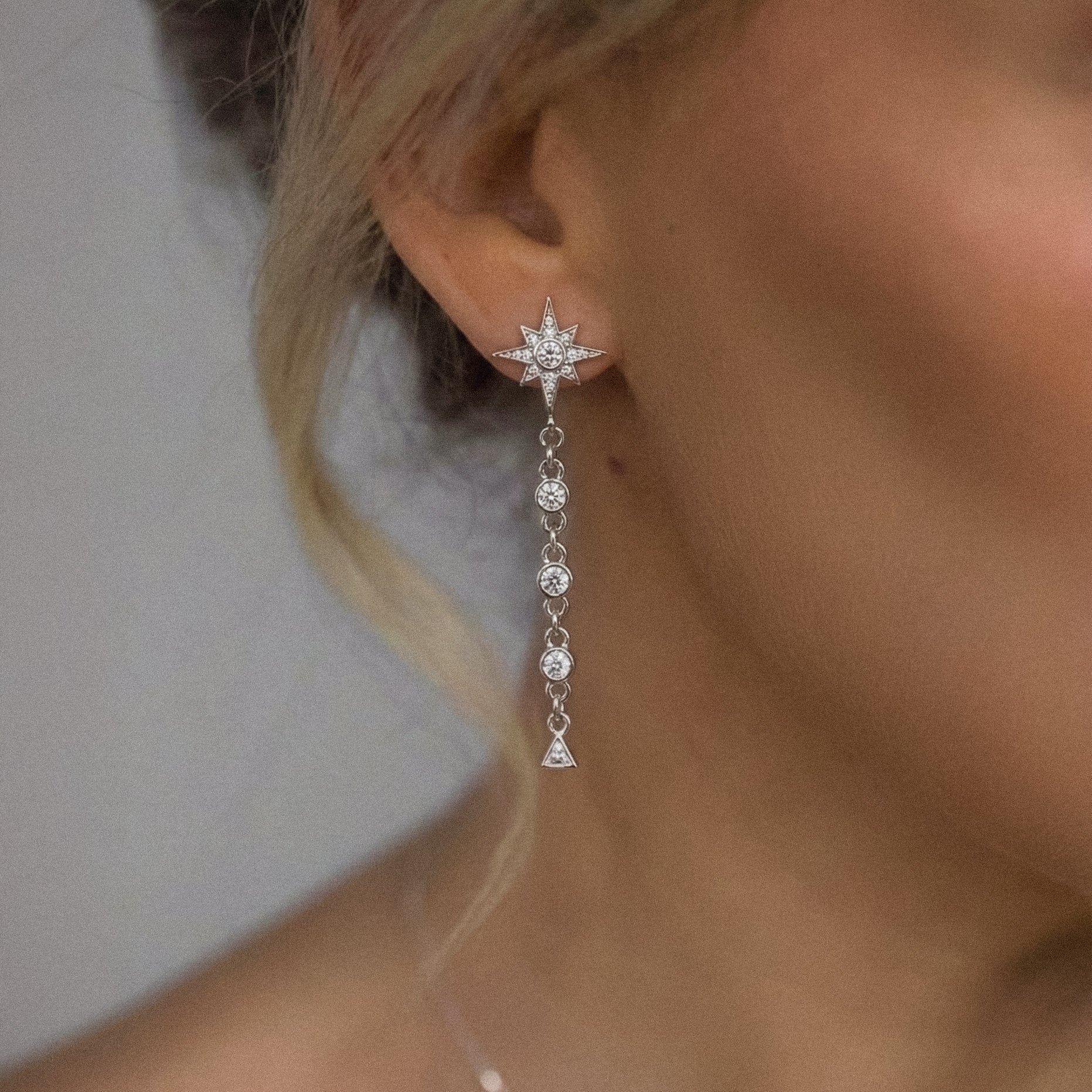 Elli - Orecchini Donna A Stella In Argento 925 - Taglio Xilion - Chiusura A Perno
