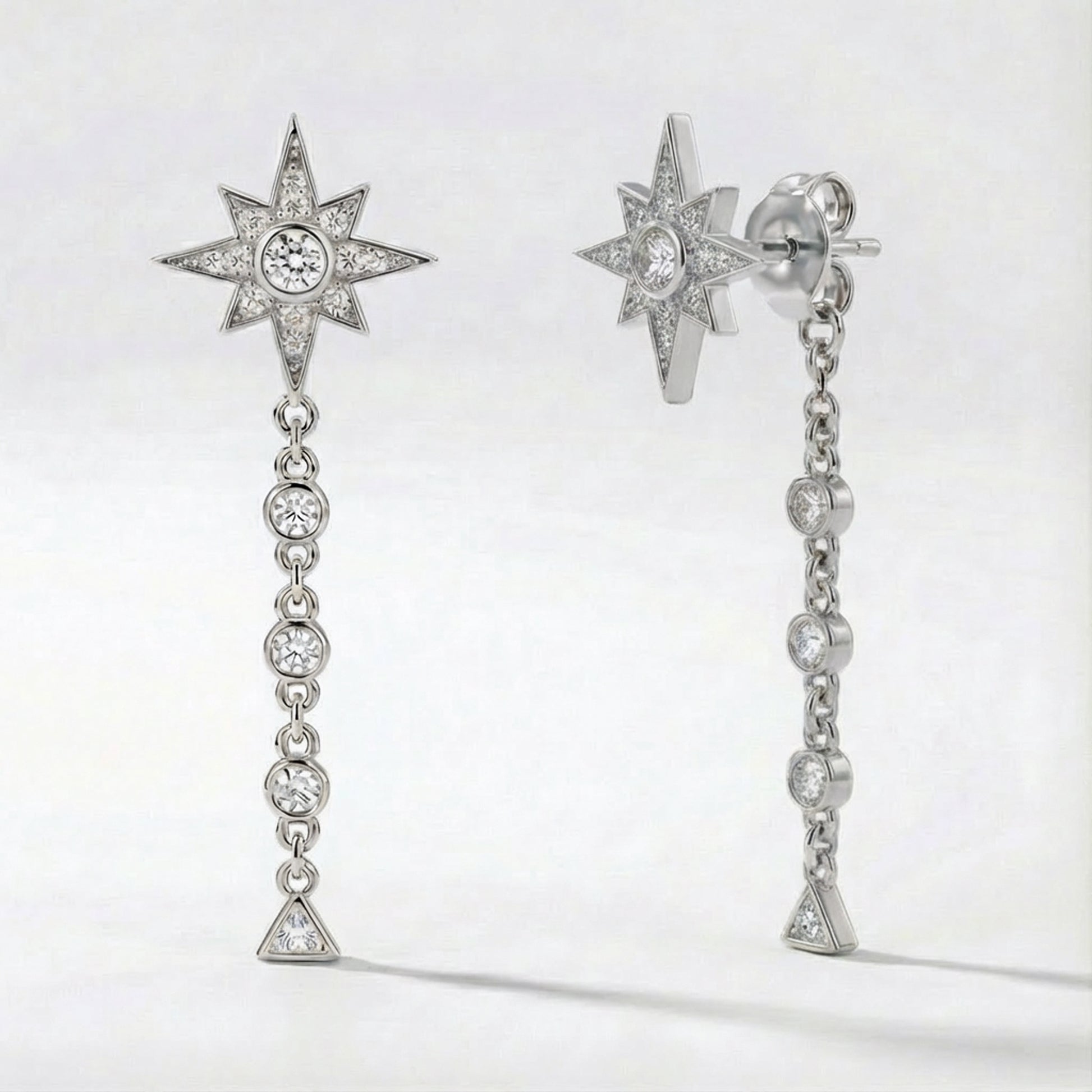 Cassie Star Drop Earrings | 925 Sterling Silver