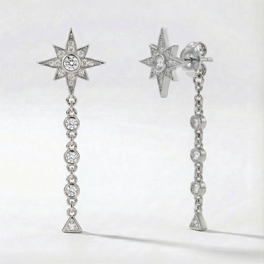 Cassie Star Drop Earrings | 925 Sterling Silver