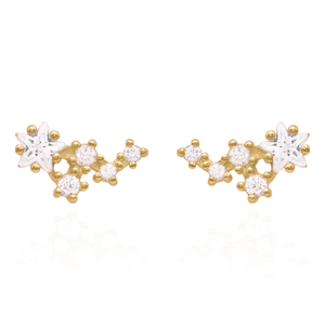 Celeste Star Cluster Stud Earrings | 14K Gold Plated