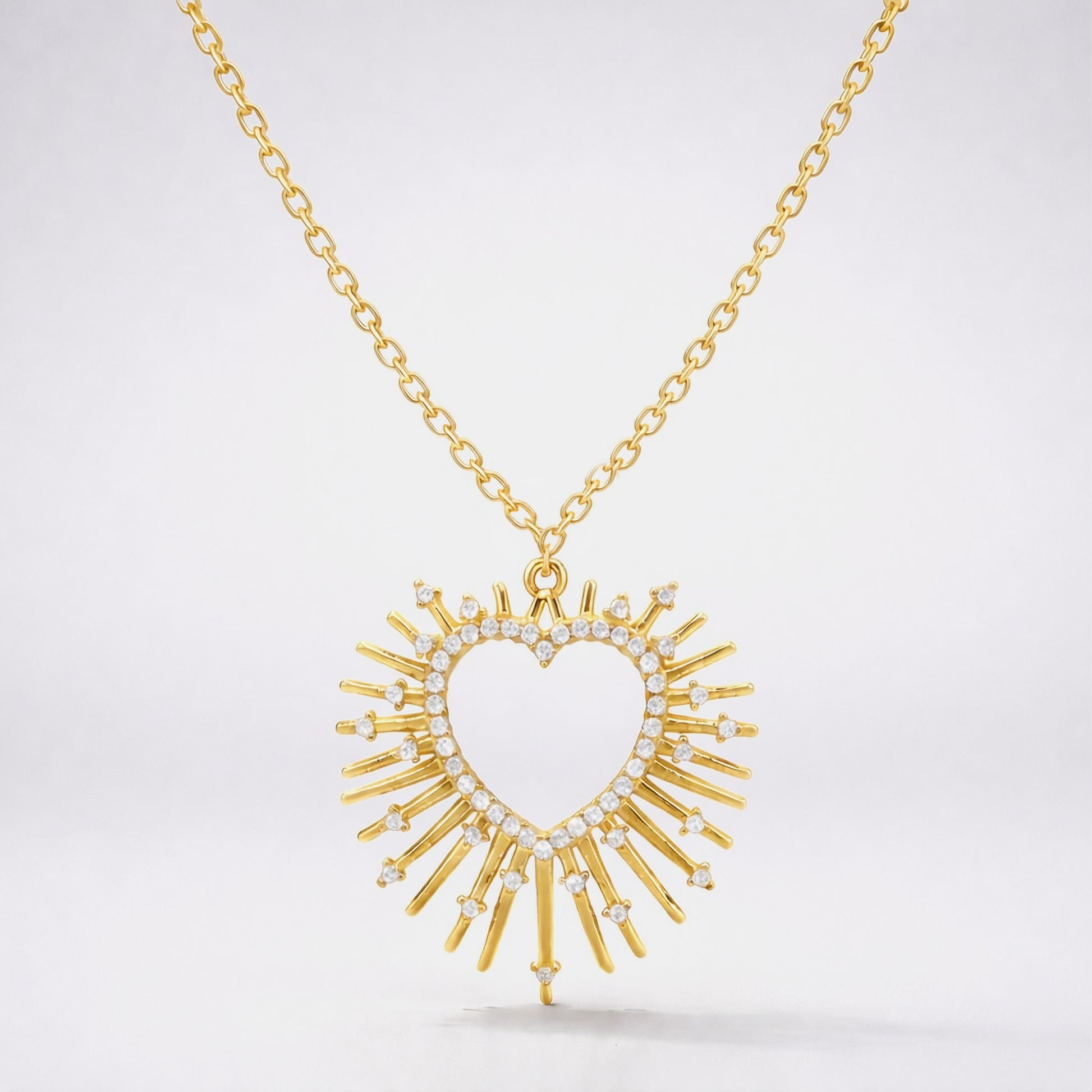 Cher Starburst Heart Pendant Necklace | 18k Gold Plated
