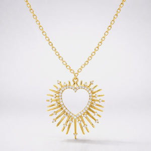 Cher Starburst Heart Pendant Necklace | 18k Gold Plated