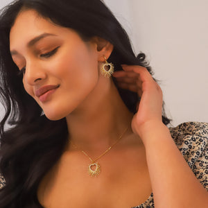 Sadie Starburst Heart Earrings | 18K Gold Plated