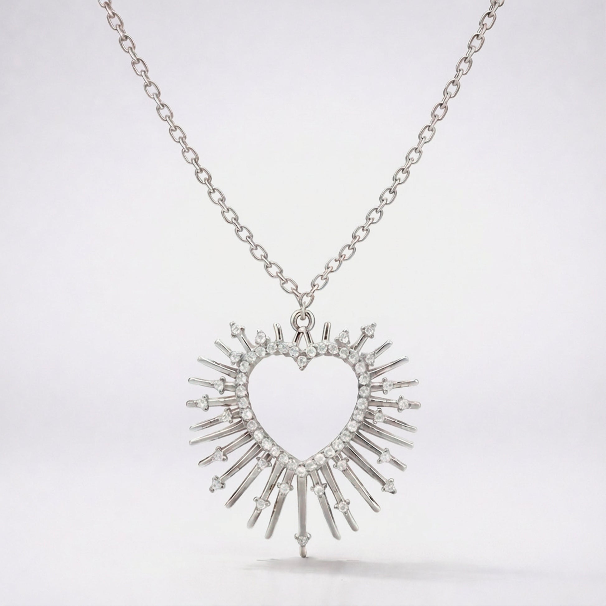 Cher Starburst Heart Pendant Necklace | 925 Silver Plated