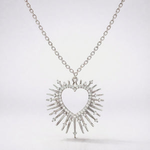 Cher Starburst Heart Pendant Necklace | 925 Silver Plated