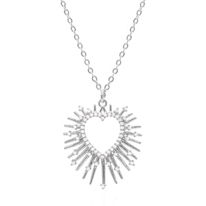 Cher Starburst Heart Pendant Necklace | 925 Silver Plated