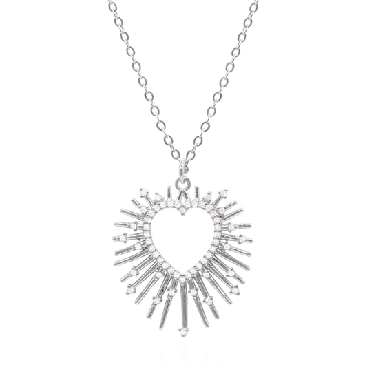 Cher Starburst Heart Pendant Necklace | 925 Silver Plated