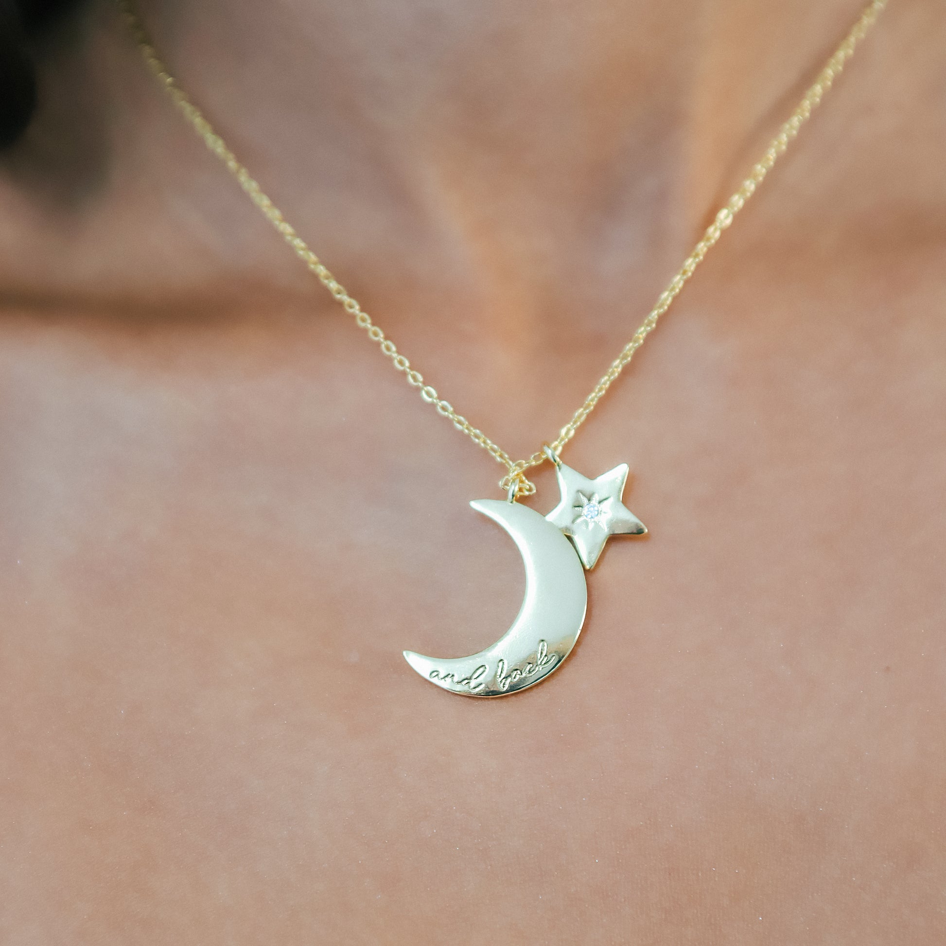 Cherish To The Moon & Back Necklace | 18k Gold Plated