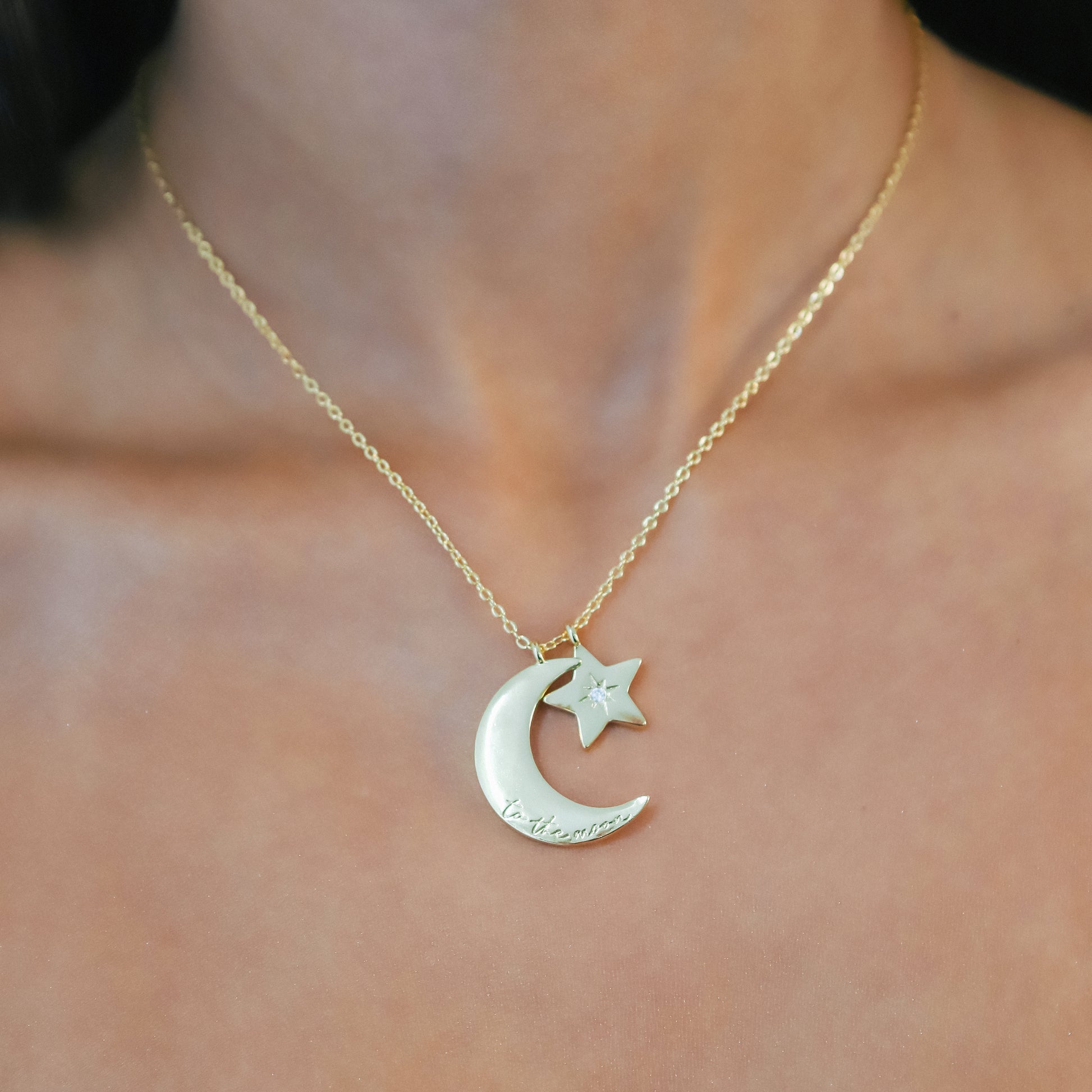 Cherish To The Moon & Back Necklace | 18k Gold Plated