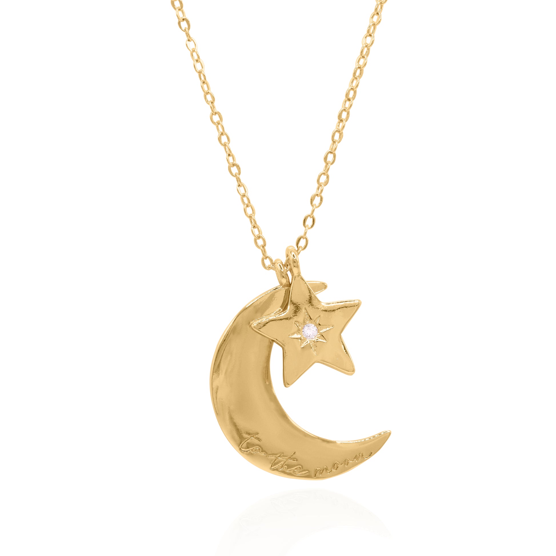 Cherish To The Moon & Back Necklace | 18k Gold Plated