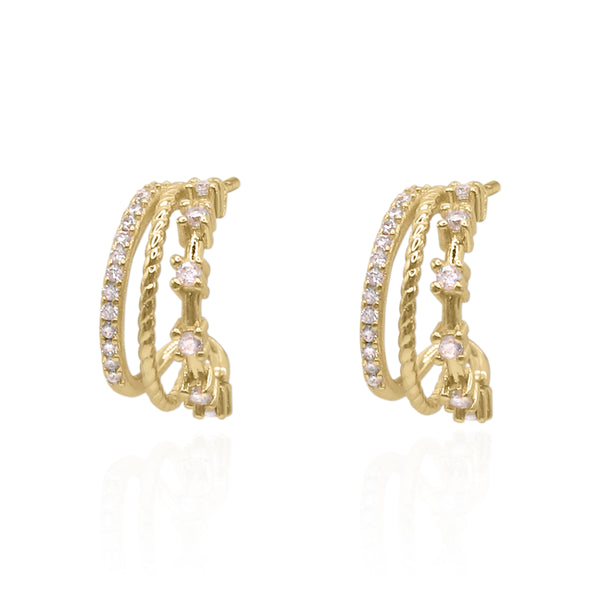 Ciara Triple Hoop Earrings | 18k Gold Plated