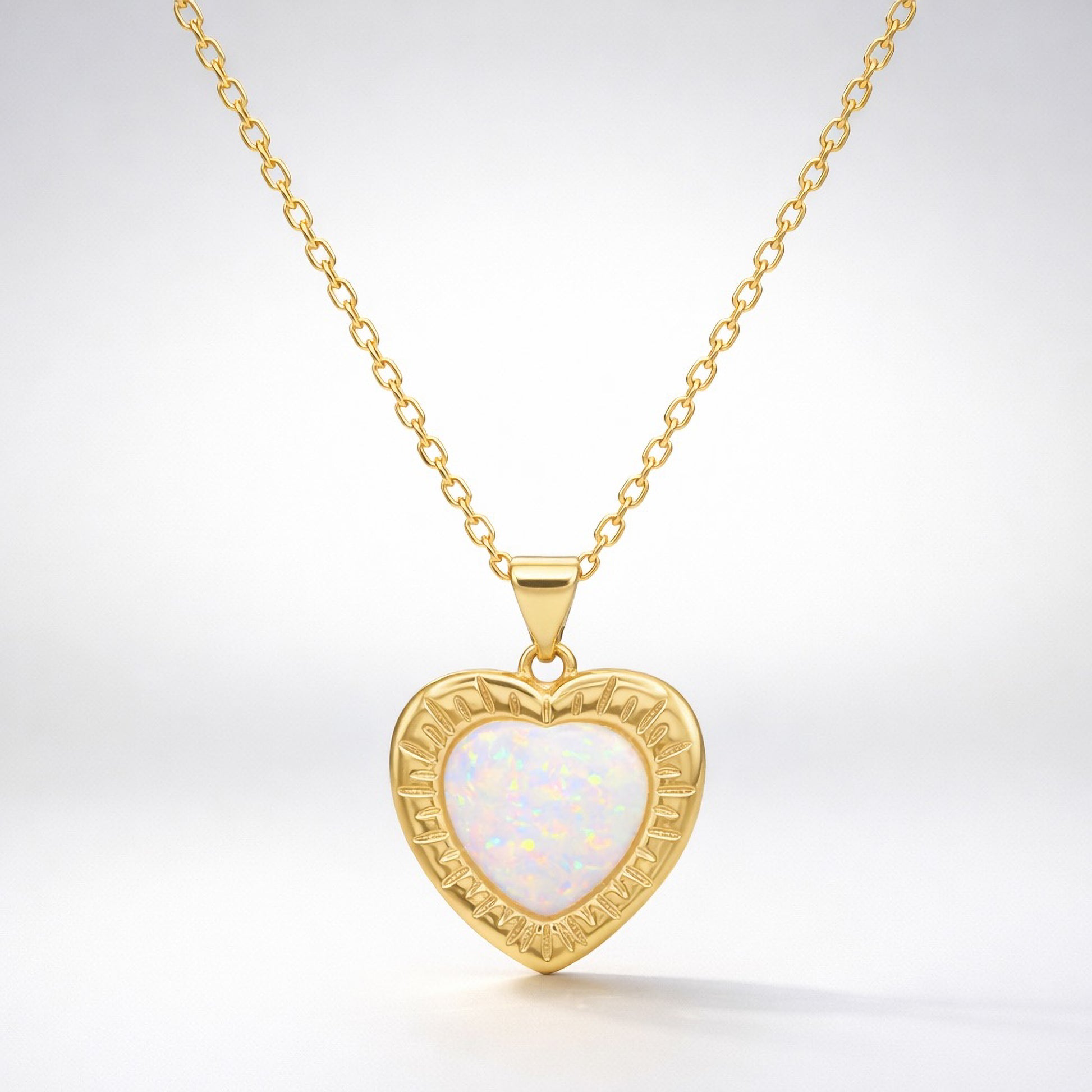 Cora Opal Heart Necklace | 18k Gold Plated
