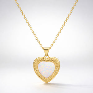 Cora Opal Heart Necklace | 18k Gold Plated