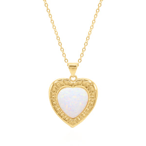 Cora Opal Heart Necklace | 18k Gold Plated