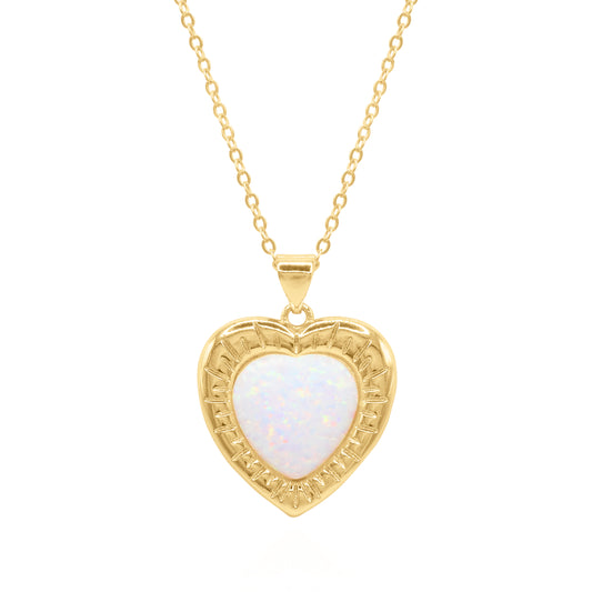 Cora Opal Heart Necklace | 18k Gold Plated