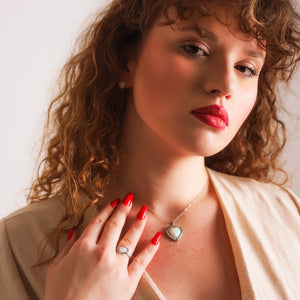 Opal Heart Ring Gift Set | Ring & Necklace | 925 Sterling Silver