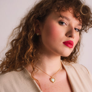 Cora Opal Heart Necklace | 18k Gold Plated